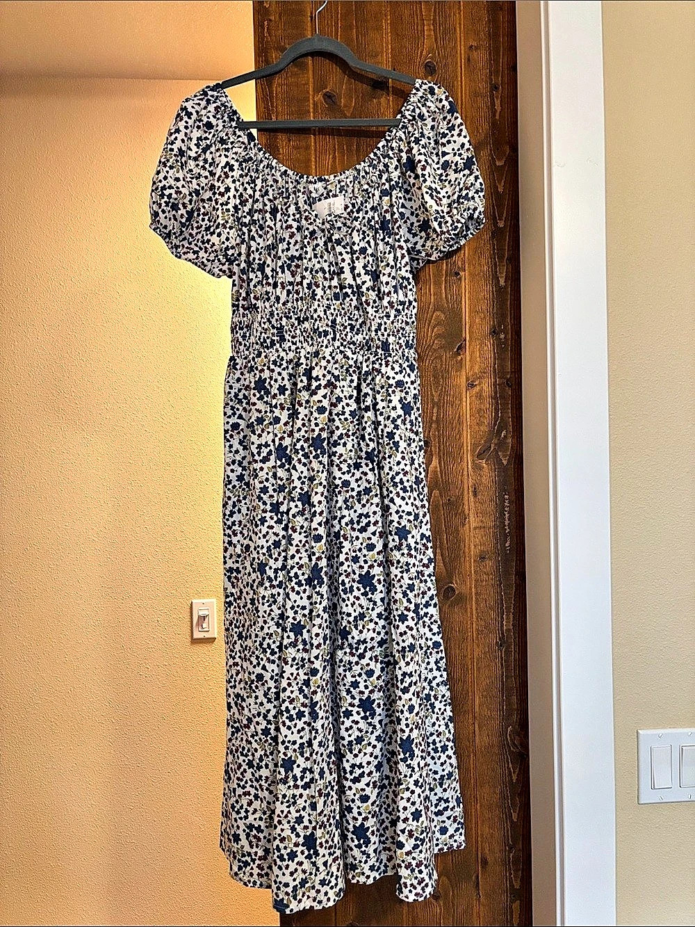Gap Floral Maxi Dress in White & Blue Size Large NWT